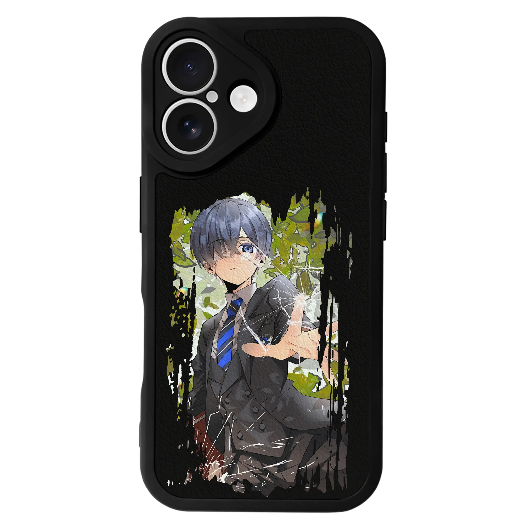 黒執事 グッズ,シエル・ファントムハイヴ - IPhone 16シリーズ対応 ・ シリコンスマホケース ・ レザー調 ・ 高精度フィット ・ 耐衝撃 ・ ワイヤレス充電対応 ・ 精密カット